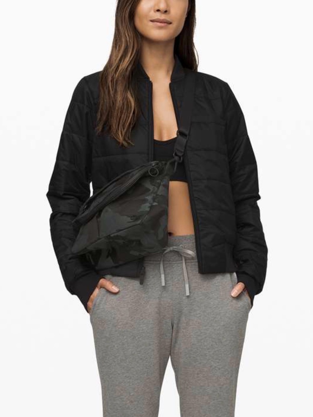 lululemon all night festival bag Jacquard Camo Crossbody Messenger black strap